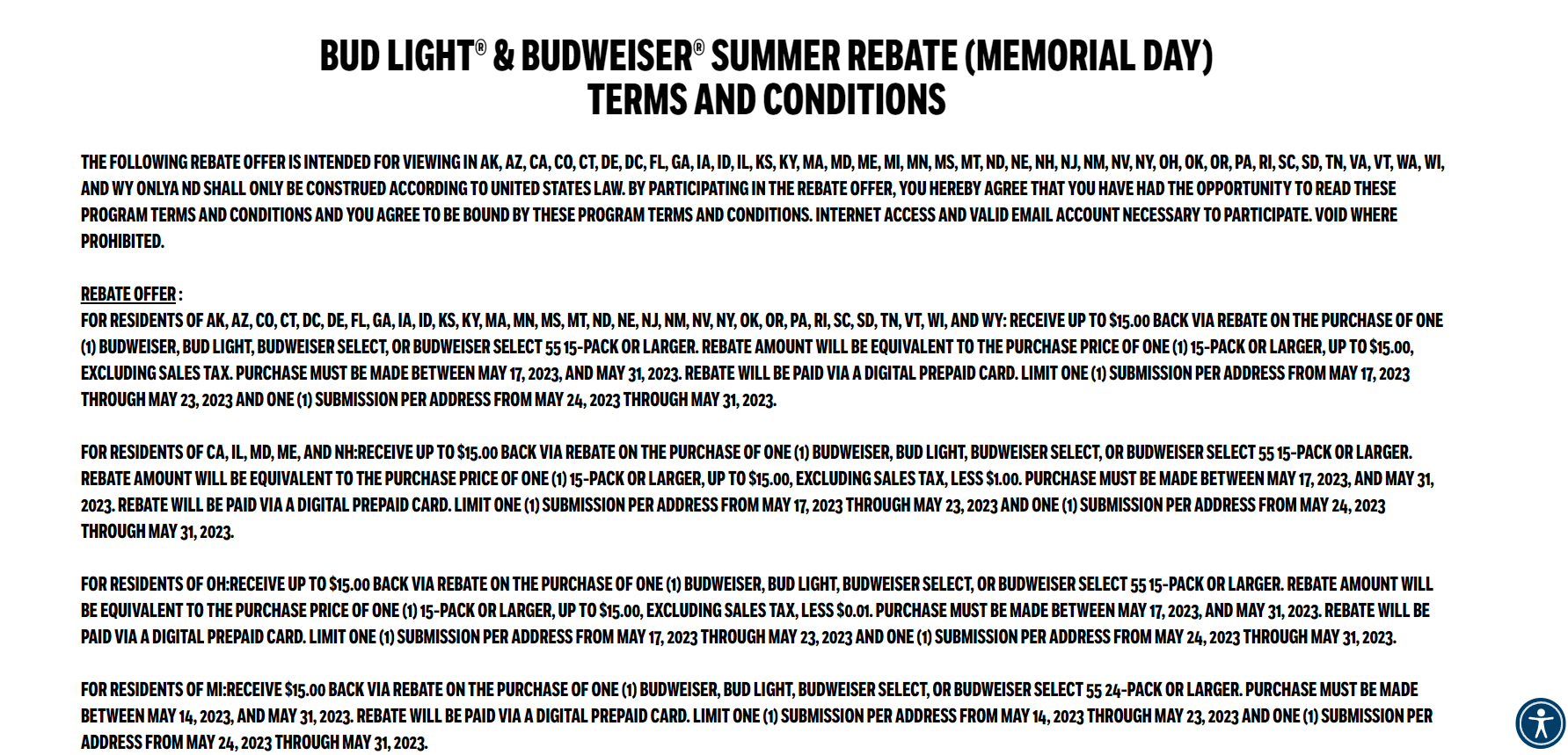 Bud Light Rebate Memorial Day